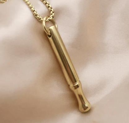 The Pause Kit pendant held between fingers
