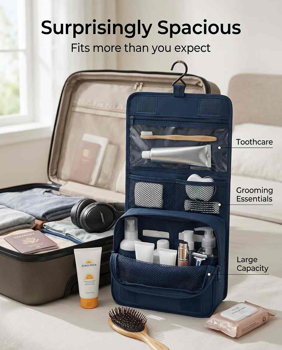 Hanging Multipurpose Foldable Toiletry Bag. Waterproof · TSA Ready · 152g - Dufelo