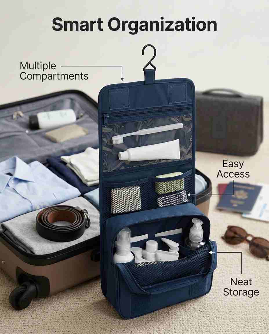Hanging Multipurpose Foldable Toiletry Bag. Waterproof · TSA Ready · 152g - Dufelo