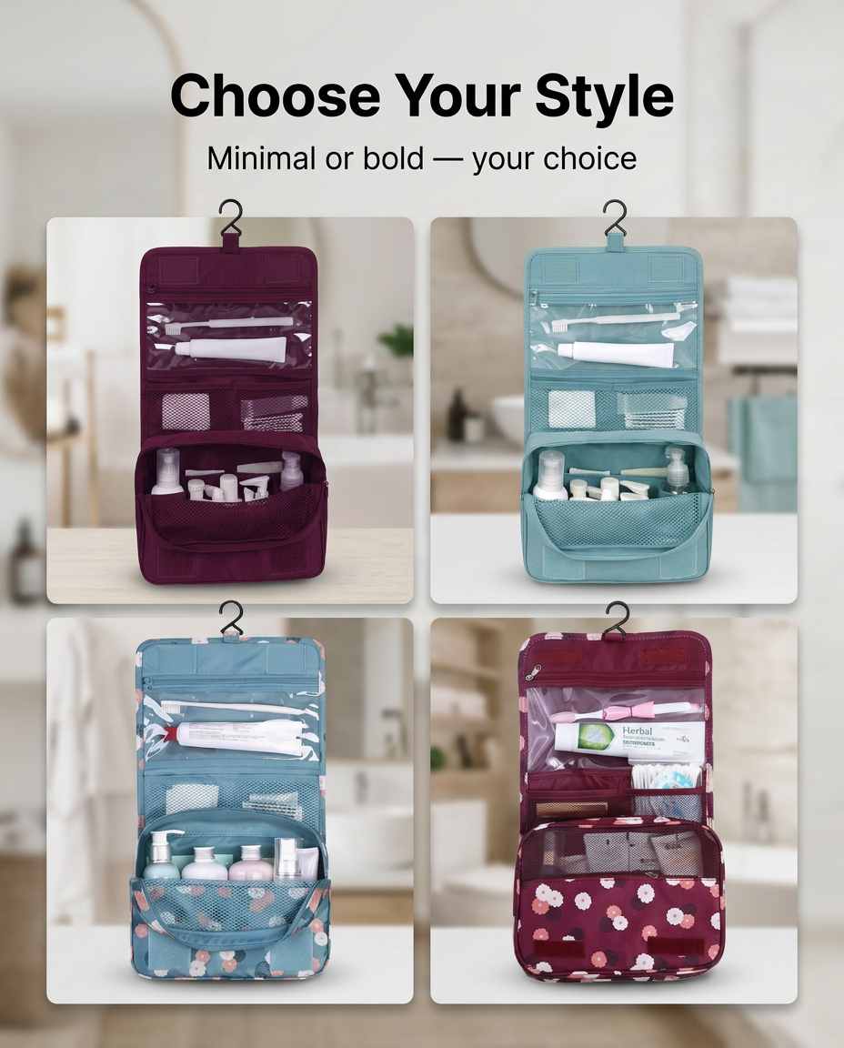 Hanging Multipurpose Foldable Toiletry Bag. Waterproof · TSA Ready · 152g - Dufelo